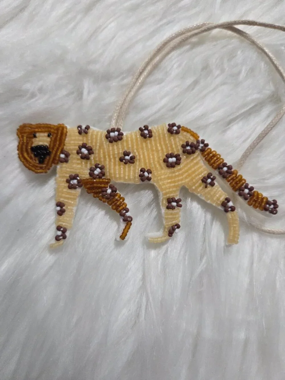 Beaded Leopard Design Bag Charm